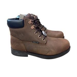 Skechers Womens Work Ravlas Steel Toe Leather Work Boot Brown Size 8 NEW